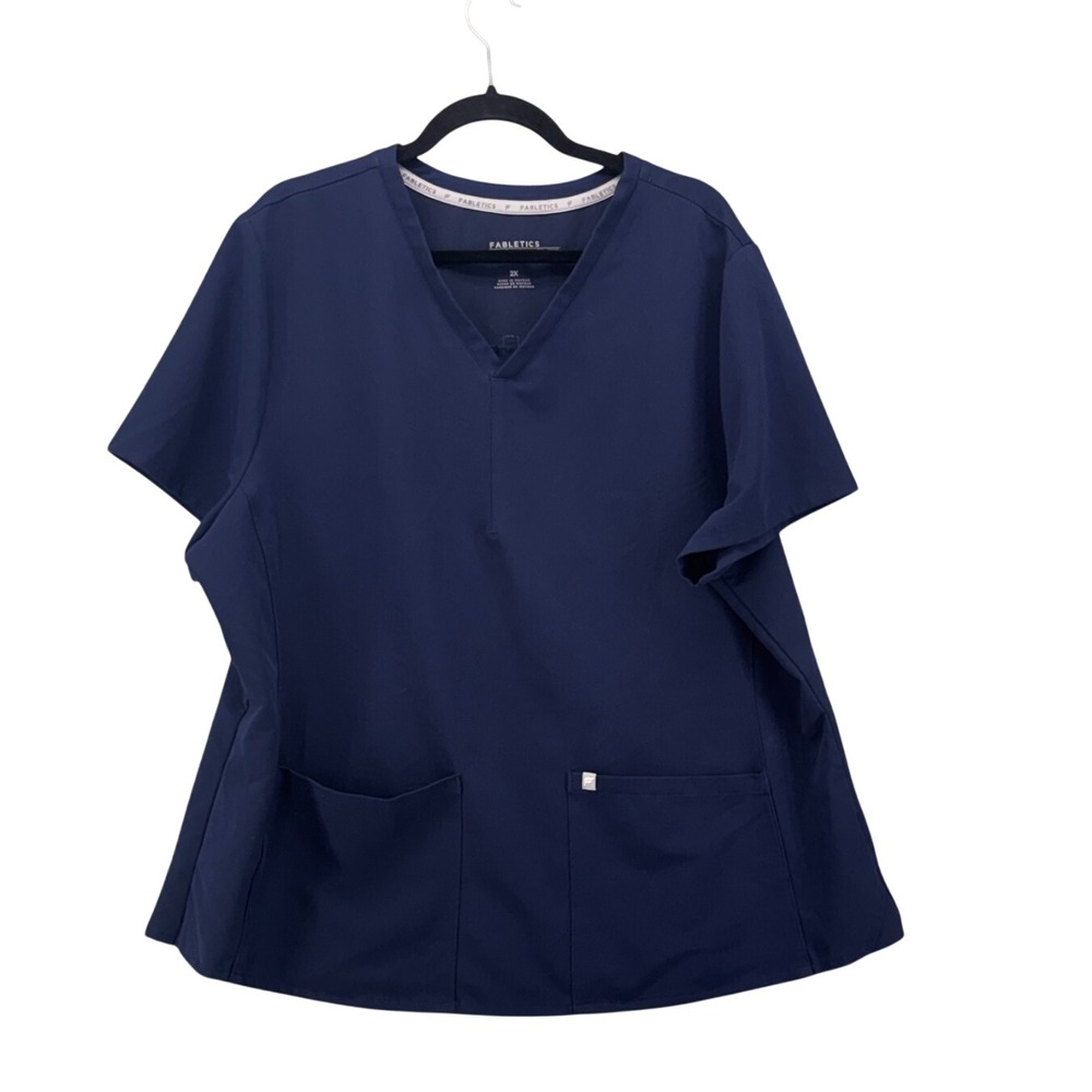 Fabletics Womens Scrub Top Size 2x Performance Navy Medical Nurse Doctor